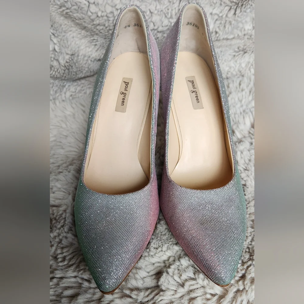 Paul Green Designer Iridescent Silver Heels - uk Size 6.5, us size 9 Worn 1 Time - Picture 7 of 13